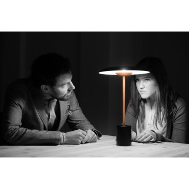 Faro Hoshi - lampe à poser - Ø 26 x 40 cm - 12W LED dimmable inclus - noir et cuivre