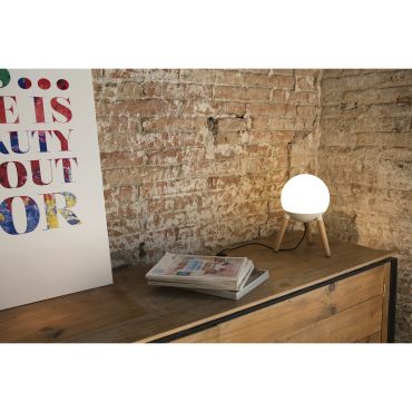 Faro Mine - lampe à poser - Ø 21 x 30 cm - blanc mat et marron clair - verre