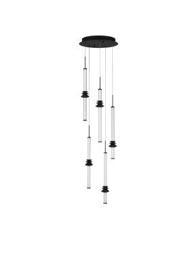 Nova Luce Stalactite - lampe suspendue - Ø 35 x 210 cm - 32W dimmable LED inclus - noir sablé