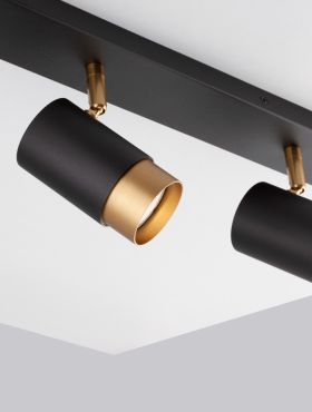 Nova Luce Pogno - spot en saillie 3L - 60 x 6 x 12,5 cm - noir sable et or