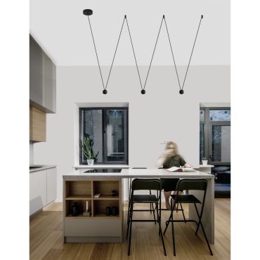 Nova Luce Nocci - lampe suspendue - 320 x 112 cm - 3 x 4,5W LED inclus - noir