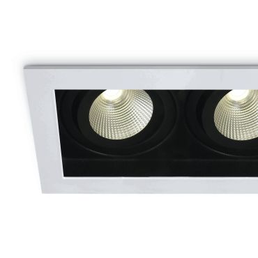 ONE Light COB Shop &amp; Hotel - spot à encastrer - 195 x 100 mm, 175 x 90 mm encastré - 2 x 12W LED dimmable inclus - blanc - couleur de lumière blanc chaud