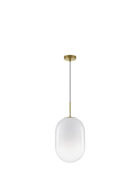 Nova Luce Chrysi - lampe suspendue - Ø 24 x 120 cm - laiton doré et blanc