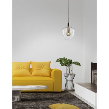 Nova Luce Filo - lampe suspendue - Ø 18 x 120 cm - chrome et or