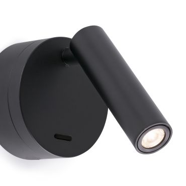 Faro Boc - applique murale avec interrupteur - 8,5 x 11 x 17 cm - 3W LED inclus - noir mat