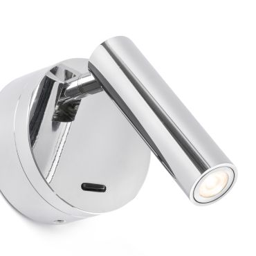 Faro Boc - applique murale avec interrupteur - 8,5 x 11 x 17 cm - 3W LED inclus - chrome brillant