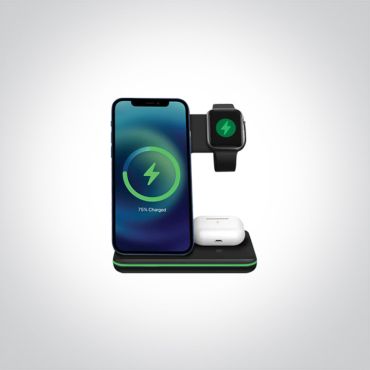 ONE Light Gadgets - chargeur sans fil pour appareils intelligents - 13,6 x 10,1 x 13,6 cm - noir
