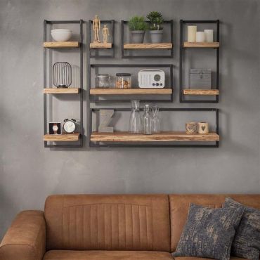 Vico Edge - étagère murale - 30 x 25 x 100 cm - bois d'acacia
