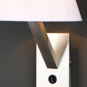 Maxlight Orlando - applique murale - Ø 22 x 30 cm - blanc et métal brossé