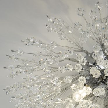 Searchlight Sunburst - plafonnier - 39 x 20 cm - chrome et transparent