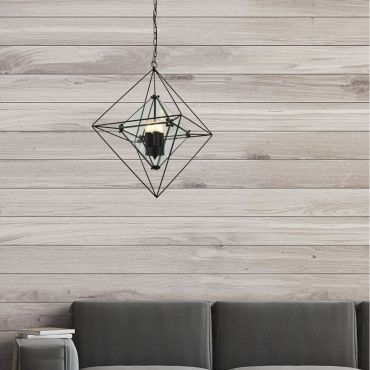 Searchlight Diamond - lustre - 57 x 57 x 150 cm - noir mat