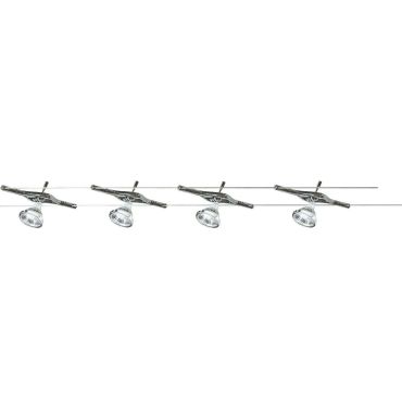 Searchlight Track &amp; Spot - Jeu de câbles LED - 500 cm - 5 x 5W LED inclus - chrome