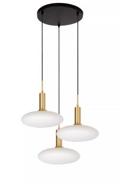 Lucide Singala 3L - lampe suspendue - Ø 55 x 169 cm - opale et or