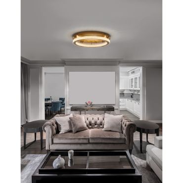 Nova Luce Fiore - plafonnier - Ø 60 x 12 cm - 60W LED dimmable inclus - laiton antique doré