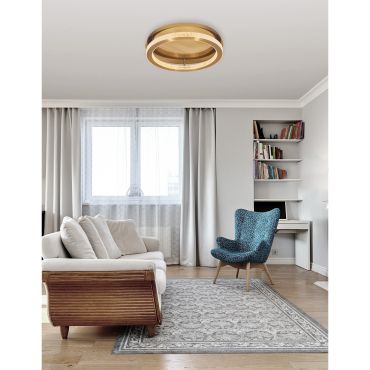 Nova Luce Fiore - plafonnier - Ø 40 x 12 cm - 40W LED dimmable inclus - antique gold brass