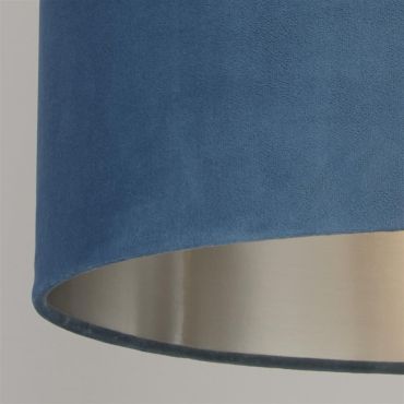 Searchlight Velvet Drum - abat-jour - Ø 28 x 18 cm - bleu-vert et argenté