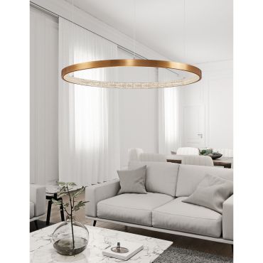 Nova Luce Preston - lampe suspendue - Ø 110 x 120 cm - 60W dimmable LED inclus - antique gold brass
