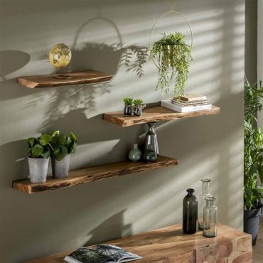 Vico Natural Edge - étagère murale - 60 x 20 x 4 cm - bois d'acacia