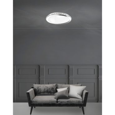 Nova Luce Palermo - plafonnier - Ø 38 x 9 cm - chrome et blanc
