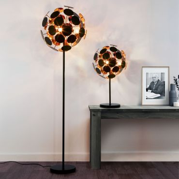Searchlight Discus - lampe à poser - Ø 48 x 65 cm - noir et or