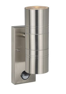 Lucide Arne - applique murale avec détecteur de mouvement - 6,3 x 12 x 22,5 cm - 2 x 5W LED inclus - IP44 - chrome satiné