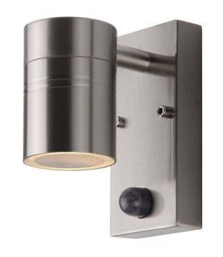 Lucide Arne - Applique d'extérieur avec détecteur de mouvement - 6,3 x 12 x 16 cm - 5W LED inclus - IP44 - chrome satiné