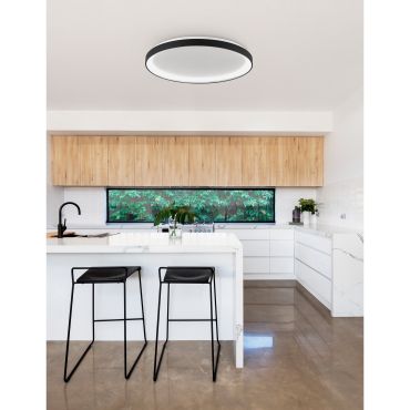 Nova Luce Pertino - plafonnier - Ø 58 x 6 cm - 48W LED dimmable inclus - noir sable