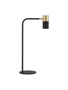 Nova Luce Pongo - lampe de table avec interrupteur et prise USB - Ø 16 x 55 cm - noir sable et or