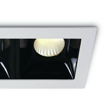 ONE Light Medium Shop Square Boxes - spot encastré - 115 x 62 mm, 108 x 57 mm taille d'encastrement - 2 x 6.5W LED dimmable inclus - blanc