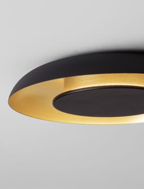 Nova Luce Epos - plafonnier - Ø 40 x 6 cm - 24W dimmable LED inclus - noir sablé et or brossé