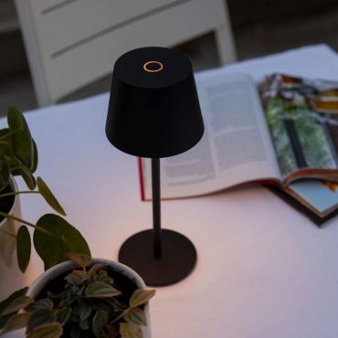 Lutec Roble - lampe de table d'extérieur rechargeable - Ø 11 x 28 cm - 1,1W LED inclus - IP54 - noir