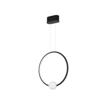 Nova Luce Celia - lampe suspendue avec télécommande - 43 x 10 x 120 cm - 25,6W LED dimmable inclus - noir et opale