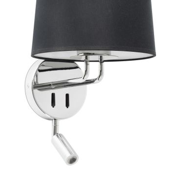 Faro Montreal - applique murale avec interrupteur - 21,5 x 19 x 39 cm - 3W LED inclus - noir et chrome