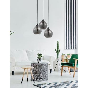 Nova Luce Adelina - lampe suspendue - Ø 30 x 120 cm - verre fumé