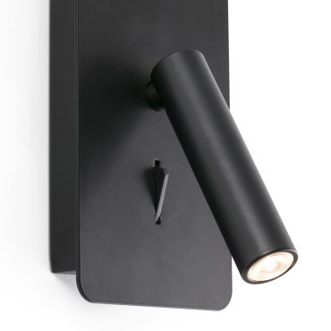 Faro Suau - applique murale avec interrupteur - 9,5 x 14 x 17 cm - 3W LED inclus - noir mat