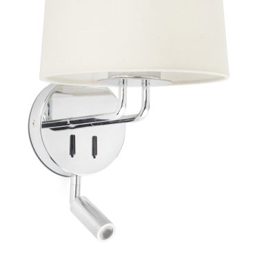 Faro Montreal - applique murale avec interrupteur - 21,5 x 19 x 39 cm - 3W LED inclus - beige et chrome