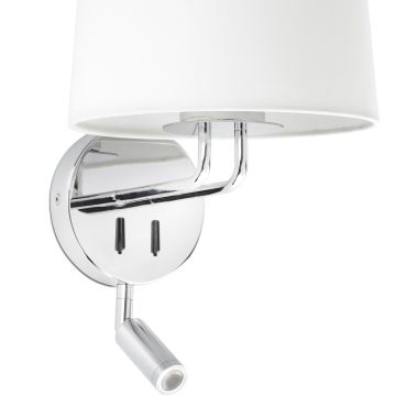 Faro Montreal - applique murale avec interrupteur - 21,5 x 19 x 39 cm - 3W LED inclus - blanc et chrome