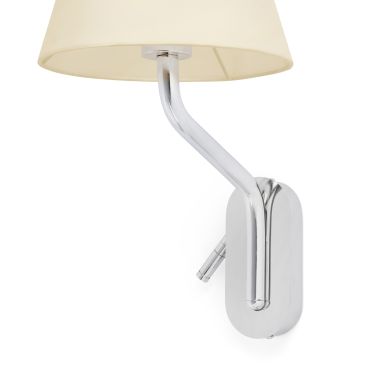 Faro Eterna Right - applique murale - 21,5 x 20 x 16 cm - 1W LED inclus - beige et chrome