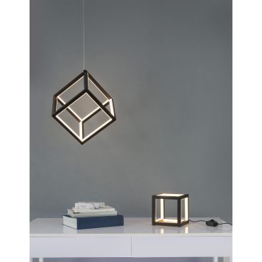 Nova Luce Gabbia - lampe suspendue - 25 x 25 x 190 cm - 45W LED non-dimmersible inclus - noir sable