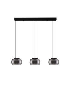 Nova Luce Bios - lampe suspendue - 82 x 167 x 18 cm - 25W dimmable LED inclus - noir mat et gris fumé