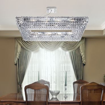 Searchlight Vesuvius - lampe suspendue - 120 x 62 x 110 cm - chrome et transparent