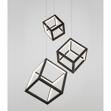Nova Luce Gabbia - lampe suspendue - 56 x 48,5 x 156 cm - 110W LED dimmable inclus - noir sable