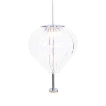 Maxlight Palloncini - lampe suspendue - Ø 12 x 180 cm - 2 x 3W LED inclus - blanc, chrome et transparent