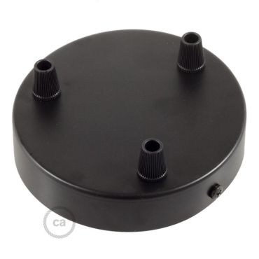 Creative Cables - capuchon de plafond métallique cylindrique à 3 trous au design épuré - Ø 120 mm - noir