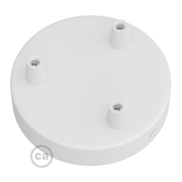 Creative Cables - capuchon de plafond métallique cylindrique à 3 trous au design épuré - Ø 120 mm - blanc