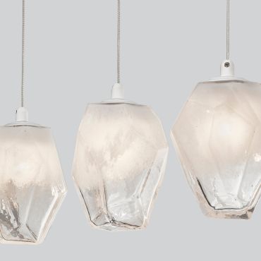 Nova Luce Ice - lampe suspendue - 84 x 12 x 180 cm - blanc et transparent