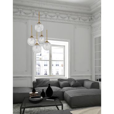 Nova Luce Mirano - lampe suspendue - Ø 42 x 180 cm - laiton doré et transparent