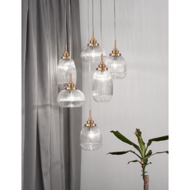 Nova Luce Mond - lampe suspendue - Ø 51 x 120 cm - or satiné et transparent