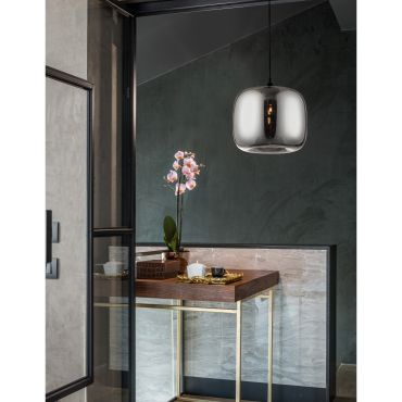 Nova Luce Savaz - lampe suspendue - Ø 28 x 120 cm - noir et chrome