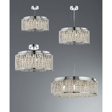 Searchlight Elise - lampe suspendue - Ø 30 x 134 cm - chrome